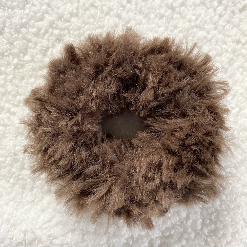 Handmade Brown Faux Fur Hair Scrunchie